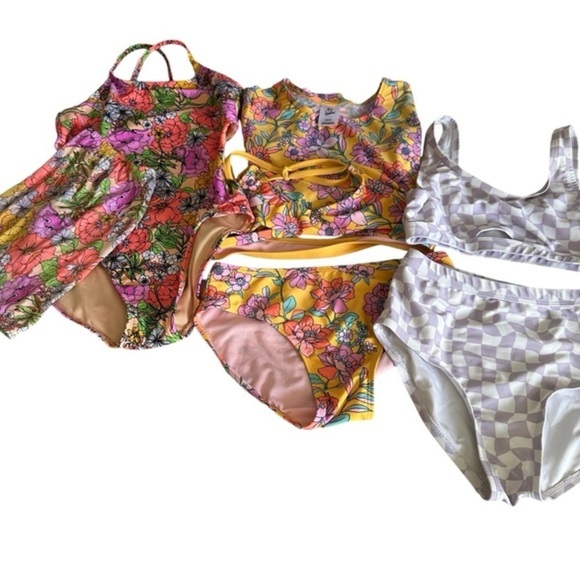3 SWIMSUITS CAT & JACK AND OLD NAVY SIZE LARGE 10/12